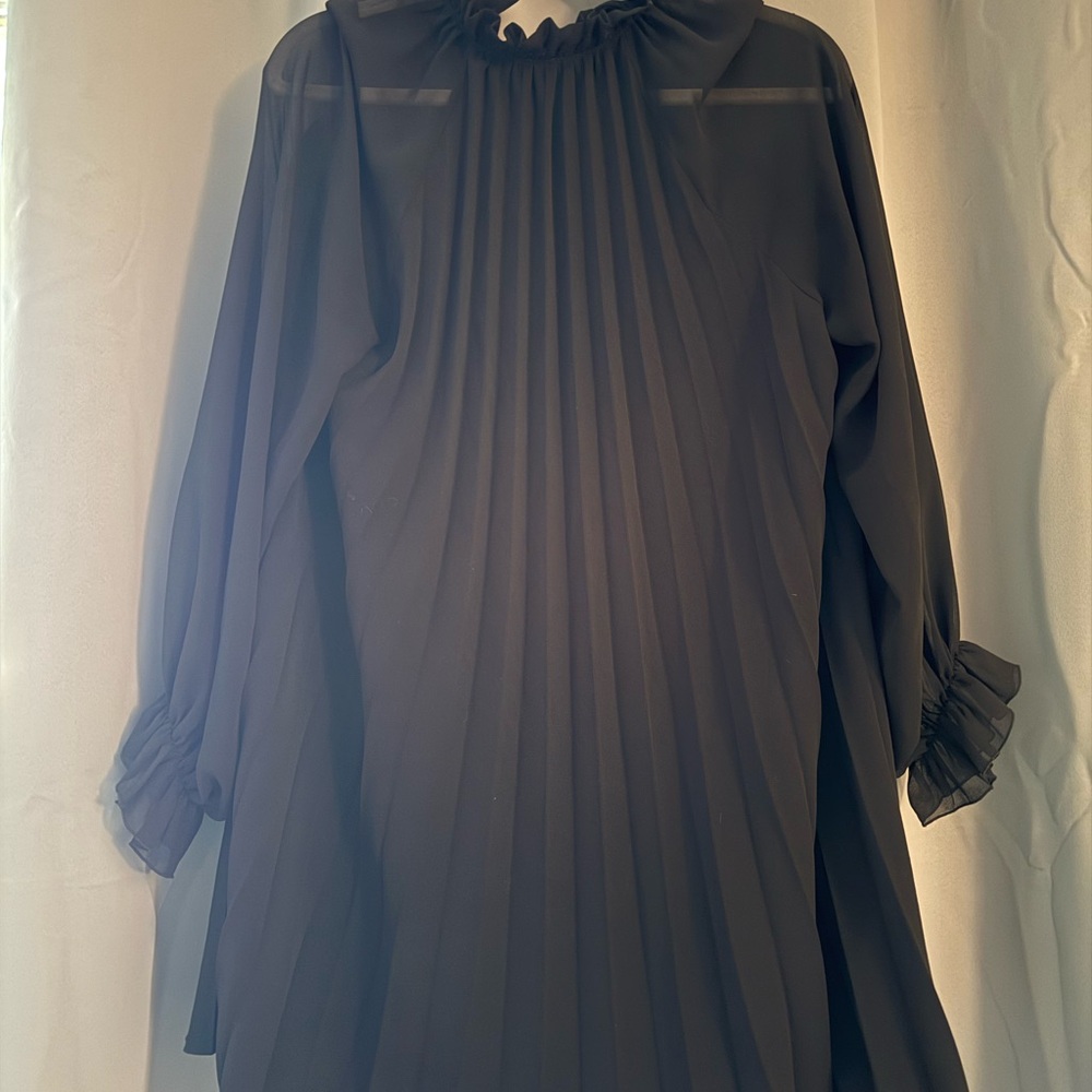 Zara Black Pleated Mini Dress